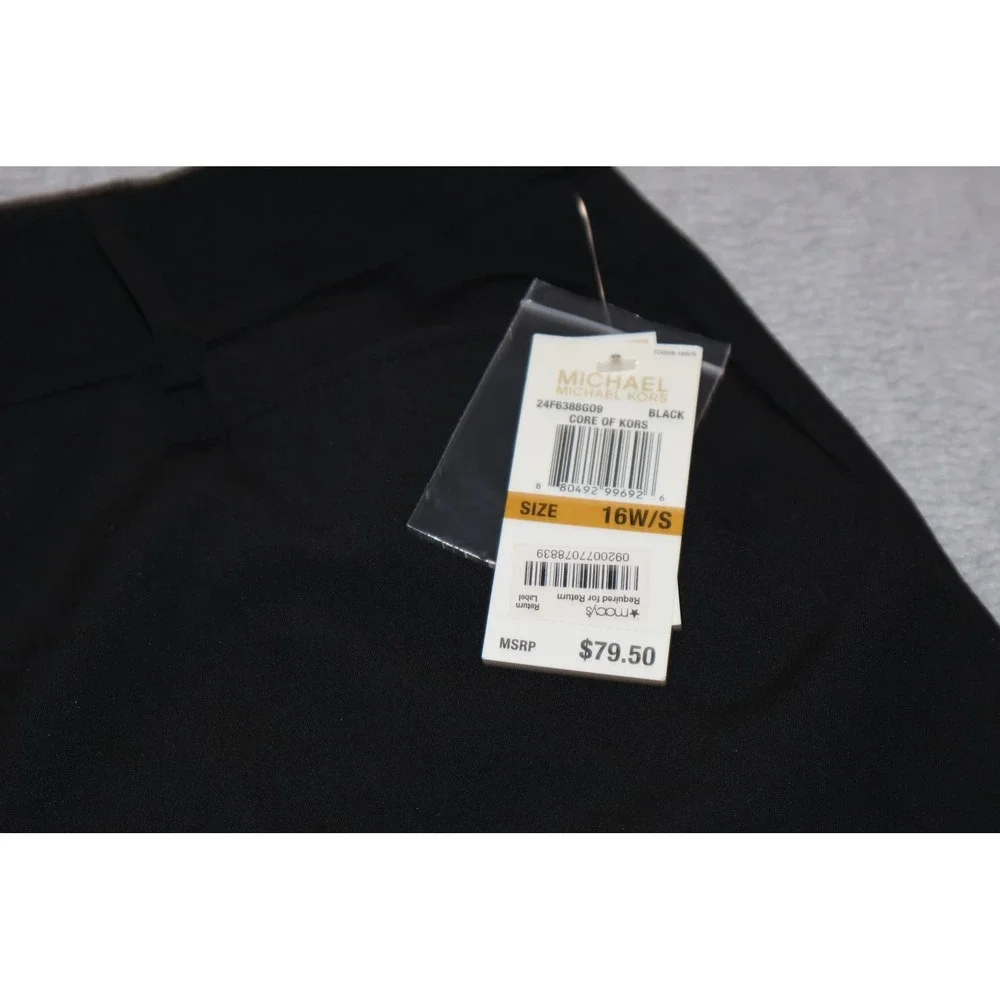 Michael Kors Grammercy Fit Pants Women 16W Black Straight Leg Dress Slacks NEW